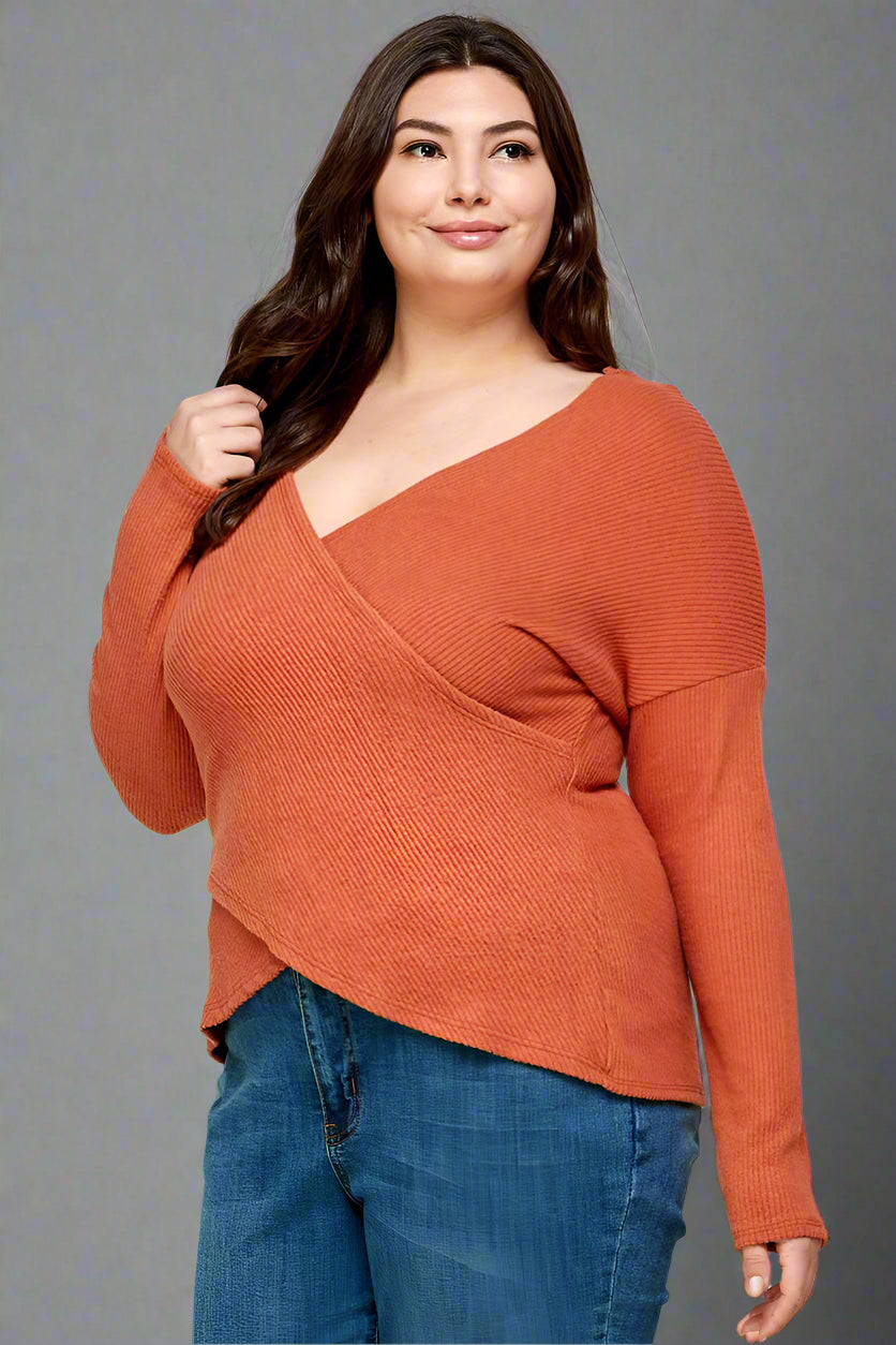 Cashmere Ribbed Wrap Top