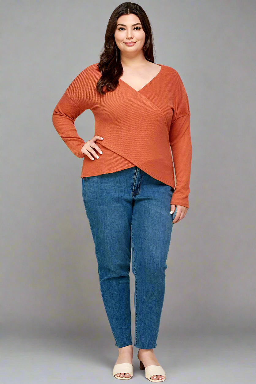 Cashmere Ribbed Wrap Top