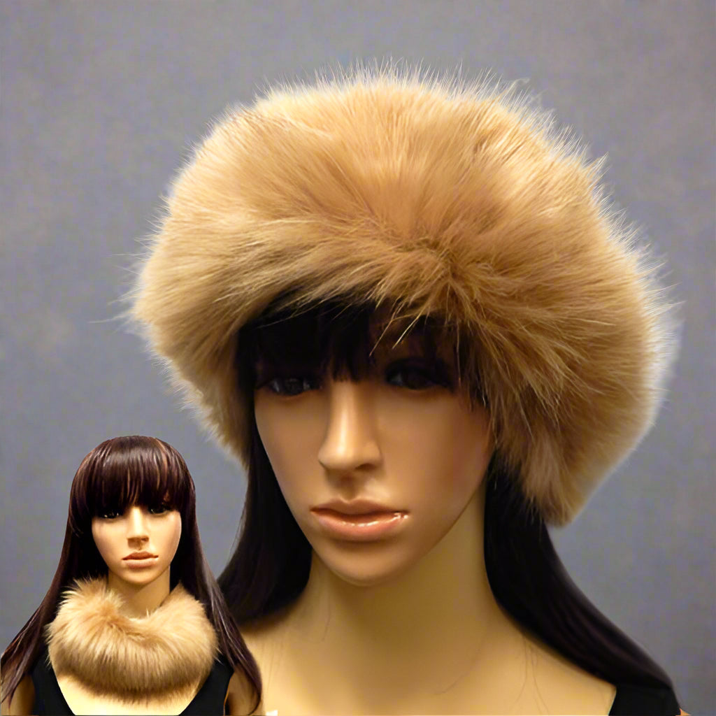 Long Fur Neck Warmer Infinity Scarf Stretchable Headband