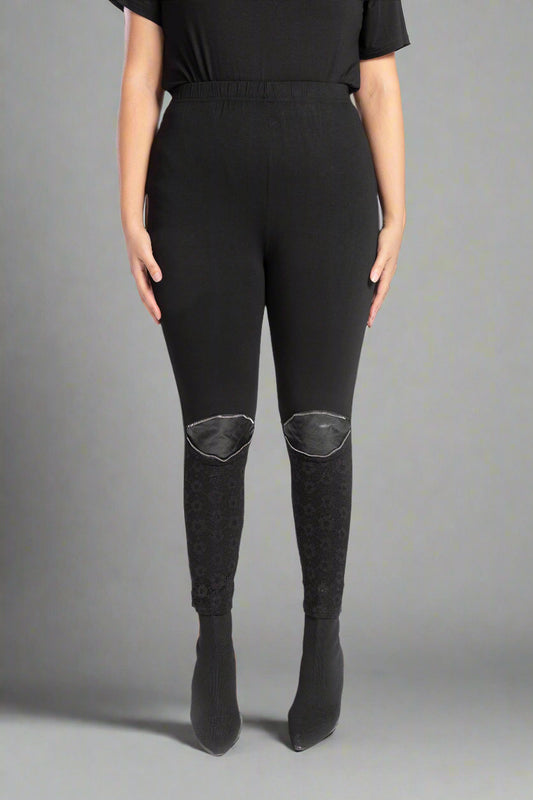 Legging w/Faux Leather Patch