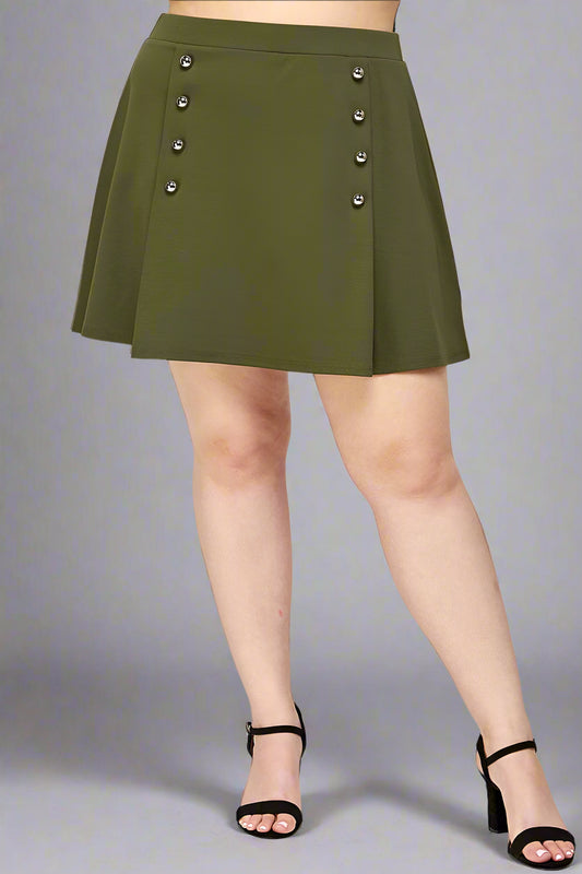 Double Breasted Box Pleated Skirt